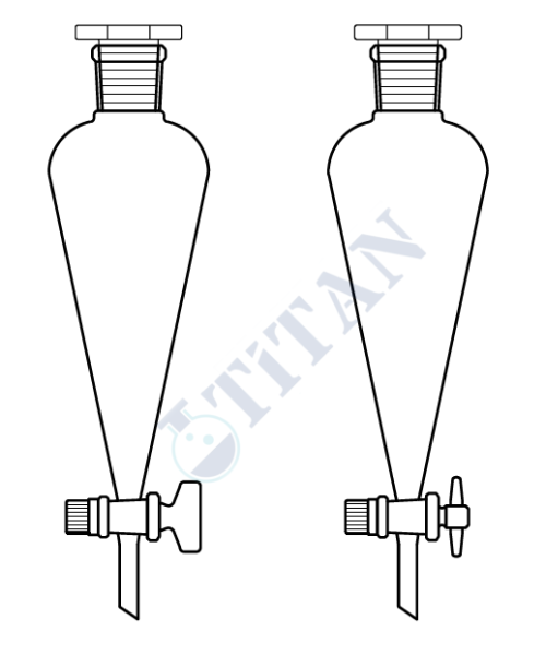 ÇALIŞKAN - LG019.13.2901 - Ayırma hunisi, Konik tip, Cam Musluk 250 ml Hacim, NS : 29/32,  Musluk/Delik Çapı 14.5/4.0 mm