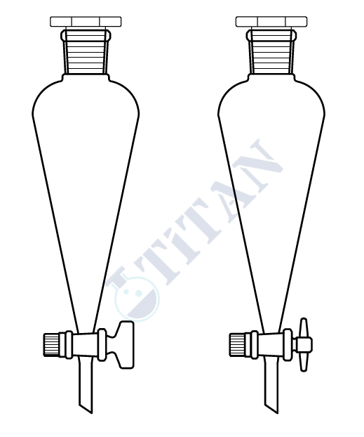 ÇALIŞKAN - LG019.14.2904 - Ayırma hunisi, Konik tip,  PTFE Musluk 2000 ml Hacim, NS : 29/32,  Musluk/Delik Çapı 18.8/6.0 mm