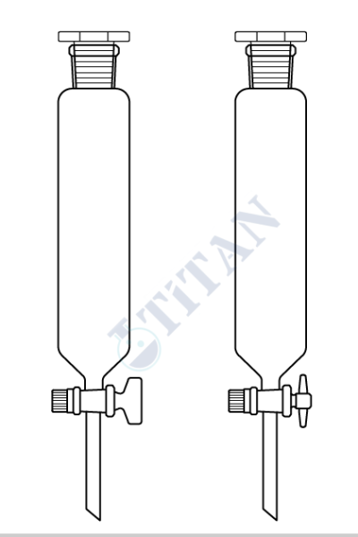 ÇALIŞKAN - LG019.18.1902    - Ayırma hunisi, Silindirik tip,  PTFE Musluk  100 ml Hacim, NS : 19/26,  Musluk/Delik Çapı 12.5/2.5 mm