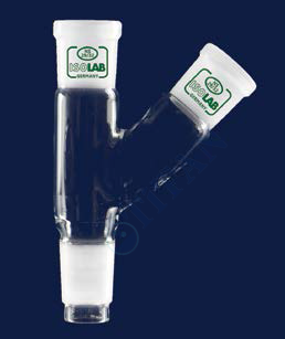 ISOLAB - 065.42.001 adaptör - çoklu - 2 boyunlu - yukarı açılı - dişi şilif & erkek şilif : NS 14/23 - yukarı açılı dişi şilif : NS 14/23 (1 adet / paket)
