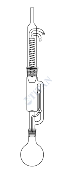 ÇALIŞKAN - LG021.02.1525 - Soxhlet Ekstraksiyon takımı, Dimroth soğutuculu 150 ml Ekstaktör Hacmi, 250 ml Balon Hacmi