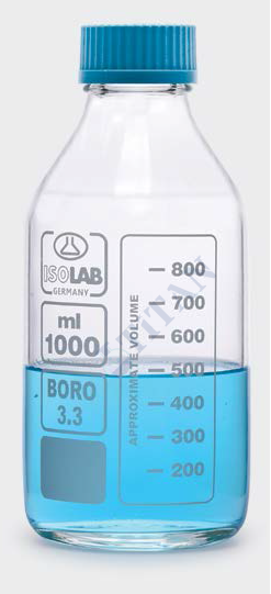 ISOLAB - 061.01.100 şişe - borosilikat cam - şeffaf - vidalı kapaklı - 100 ml (10 adet / paket)