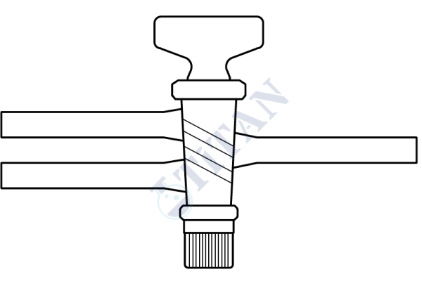 ÇALIŞKAN - LG002.04.0145 - İki Yollu PTFE Musluk ,Vidalı ve Contalı NS : 14,5  , 2.5 mm Delik Çapı