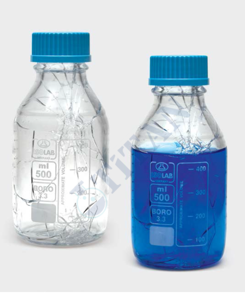 ISOLAB - 061.01.250C şişe - borosilikat cam - şeffaf - vidalı kapaklı - 250 ml - yüzey kaplı (1 adet / paket)