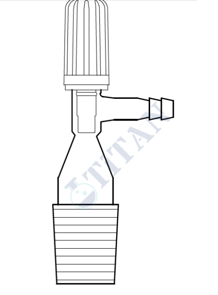 ÇALIŞKAN - LG002.17.2429 - Desikatör musluğu, PTFE, valf musluklu NS : 24/29  , 2.5 mm Delik Çapı