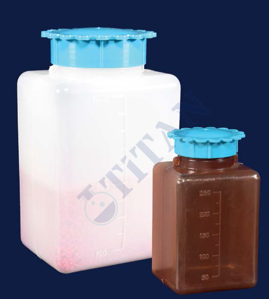 ISOLAB - 061.07.500 şişe - P.E - şeffaf - geniş boyun - vidalı kapaklı - 500 ml (50 adet / paket)