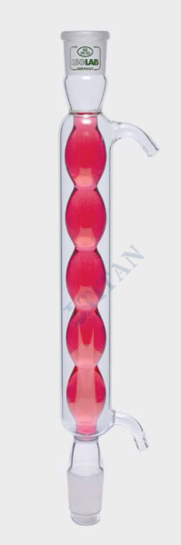 ISOLAB - 033.13.160 soğutucu - bullu - 160 mm - dişi şilif : NS 14/23 - erkek şilif : NS 14/23 - cam yan kol (1 adet / paket)