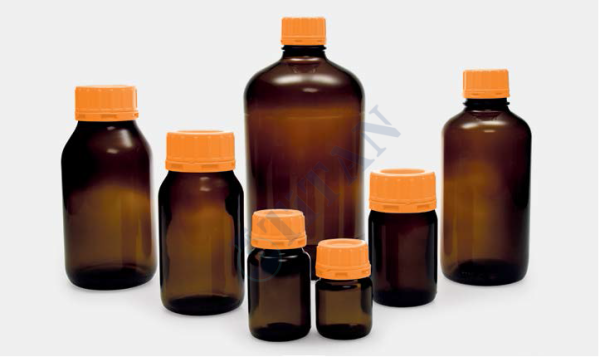 ISOLAB - 061.47.125 şişe - cam - toz maddeler için - 125 ml (10 adet / paket)