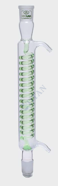 ISOLAB - 033.15.160 soğutucu - spiralli - 160 mm - dişi şilif : NS 14/23 - erkek şilif : NS 14/23 - cam yan kol (1 adet / paket)