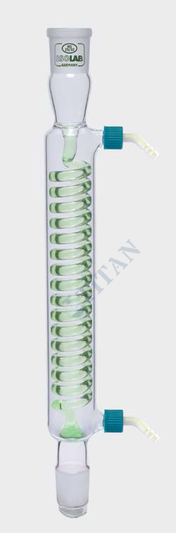 ISOLAB - 033.16.253 soğutucu - spiralli - 250 mm - dişi şilif : NS 29/32 - erkek şilif : NS 29/32 - P.P yan kol (1 adet / paket)