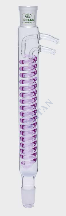 ISOLAB - 033.17.253 soğutucu - dimroth - 250 mm - dişi şilif : NS 29/32 - erkek şilif : NS 29/32 - cam yan kol (1 adet / paket)