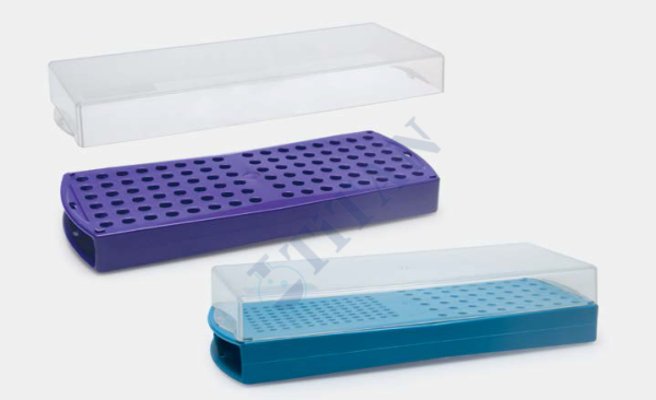 ISOLAB - 080.06.002P mikrotüp standı - kapaklı - 2 yüzlü - mor (1 adet / paket)