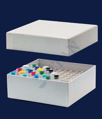 ISOLAB - 092.22.102W cryo tüp kutusu - karton - 5 ml tüpler için - geçme kapaklı - beyaz (1 adet / paket)