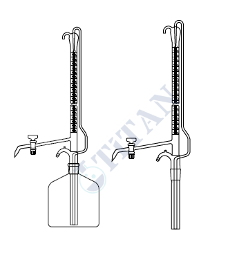 ÇALIŞKAN - LG025.44.0050   - Büret Otomatik, Tek cam musluklu, Şeffaf, Deposuz 50 ml Hacim , 0.10 ml Tolerans