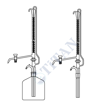 ÇALIŞKAN - LG025.08.0010  - Büret Otomatik, Çift cam musluklu, Şeffaf, Deposuz 10 ml Hacim , 0.02 ml Tolerans