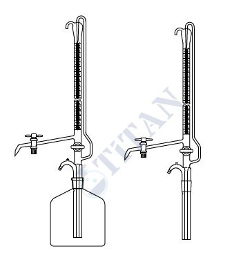 ÇALIŞKAN - LG025.09.0025   - Büret Otomatik, Çift PTFE musluklu, Şeffaf, Depolu 25 ml Hacim , 0.05 ml Tolerans
