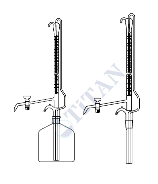 ÇALIŞKAN - LG025.46.0050  - Büret Otomatik, Tek teflon musluklu, Şeffaf, Deposuz 50 ml Hacim , 0.10 ml Tolerans