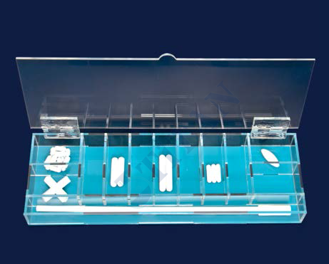 ISOLAB - 006.15.002 dispenser kutusu - akrilik - iki bölmeli (1 adet / paket)