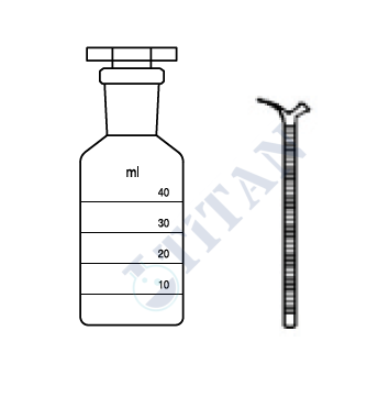 ÇALIŞKAN - LG025.37.0040   - Hidrometre şişesi ve Büreti , (Musluksuz) 40 ml Hacim , NS : 19/26
