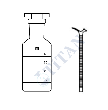 ÇALIŞKAN - LG025.37.0140  - Hidrometre şişesi ve Büreti , (Musluklu) 40 ml Hacim , NS : 19/26