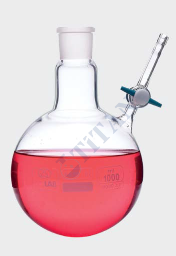 ISOLAB - 030.58.100 balon - azot - yuvarlak dipli - musluklu - dişi şilif : NS 14/23 - 100 ml (1 adet / paket)
