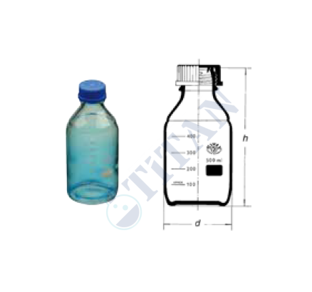 ÇALIŞKAN - LG2070.M.00100 - Laboratuvar Şişesi, Mavi Vida Kapaklı (GL 45), Otoklavlanabilir, Şeffaf 100 ml Hacim , 56 mm Çap , 105 mm Boy