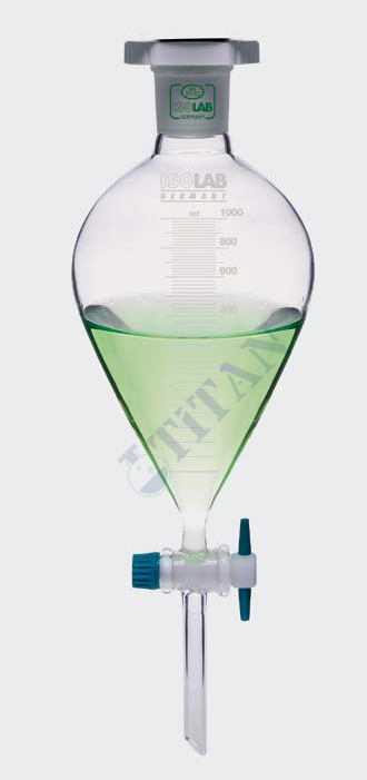 ISOLAB - 031.04.902 ayırma hunisi - cam - armudi - dereceli - PTFE musluklu - 2000 ml (1 adet / paket)