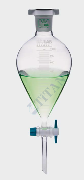 ISOLAB - 031.04.902 ayırma hunisi - cam - armudi - dereceli - PTFE musluklu - 2000 ml (1 adet / paket)