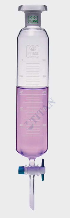 ISOLAB - 031.06.250 ayırma hunisi - cam - silindirik - dereceli - PTFE musluklu - 250 ml (1 adet / paket)
