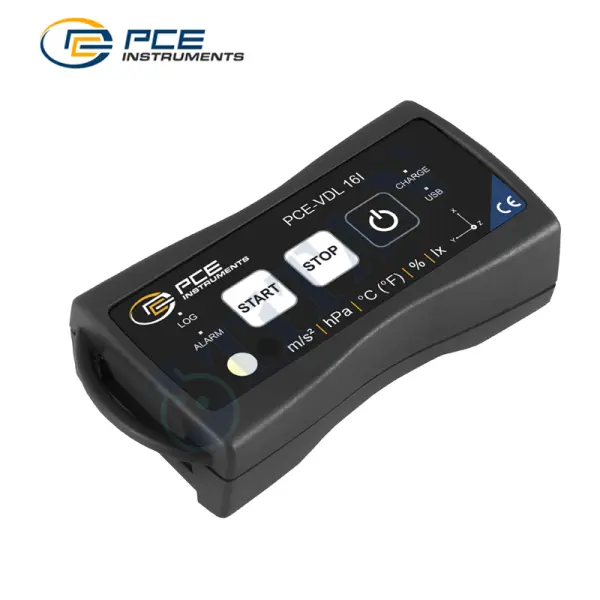 PCE - VDL 16I 3 Eksenli İvme, Işık Şiddeti, Basınç, Sıcaklık/Nem Ölçüm ve Veri Kayıt Cihazı 800 Hz