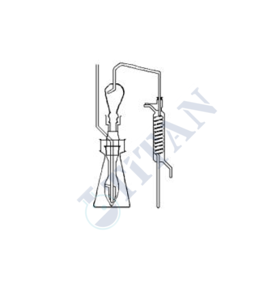 ÇALIŞKAN - LG028.12.0500 - Uçar Asit Tayin Düzeneği Erlen 500 ml  NS : 45/40, Soğucu spiralli 30 cm, Sıçratma tutuculu köprü NS : 29/32