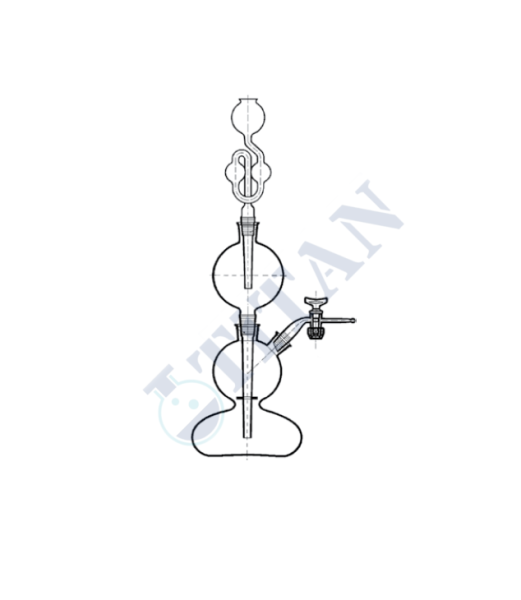 ÇALIŞKAN - LG028.14.0500 - Kip Cihaz 500 ml Balon Hacmi, Balon NS : 29/32, Musluk NS : 29/32
