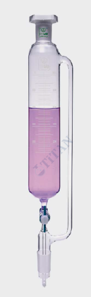 ISOLAB - 032.03.250 damlatma hunisi - cam - silindirik - basınç borulu - dereceli - PTFE musluklu - 250 ml (1 adet / paket)