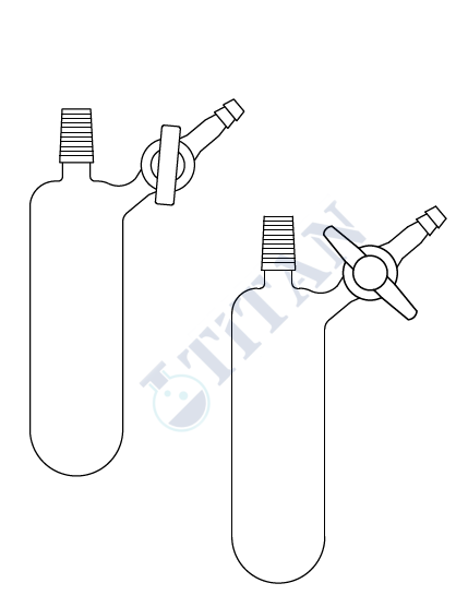 ÇALIŞKAN - LG007.06.0100  - Azot (Schlenk) tüpü, Erkek şilifli, Cam  musluklu 100  ml Hacim, NS : 14,5/23