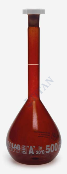 ISOLAB - 014.01.005 balon joje - standard - amber - A kalite - grup sertifikalı - beyaz skala - 5 ml - NS 10/19 (2 adet / paket)