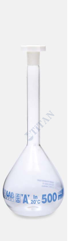 ISOLAB - 013.01.025C balon joje - yüzey kaplı - standard - şeffaf - A kalite - grup sertifikalı - mavi skala - 25 ml - NS 10/19 (2 adet / paket)