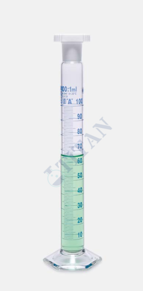 ISOLAB - 016.01.025 mezür - çalkalama - hexagonal cam tabanlı - A kalite - grup sertifikalı - mavi skala - 25 ml  (2 adet / paket)