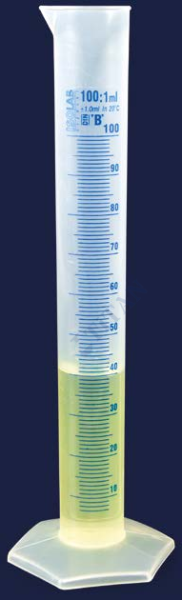 ISOLAB - 016.06.250 mezür - uzun from - P.P - B kalite - mavi skala - 250 ml (1 adet / paket)