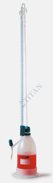 ISOLAB - 020.03.010 büret - otomatik - şilling - şeffaf - AS kalite - grup sertifikalı - şelbah çizgili - mavi skala - 10 ml (1 adet / paket)