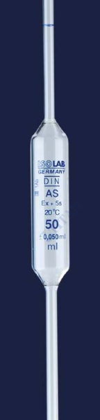 ISOLAB - 021.05.004 pipet - cam - bullu - AS kalite - grup sertifikalı - mavi skala - 4 ml (10 adet / paket)
