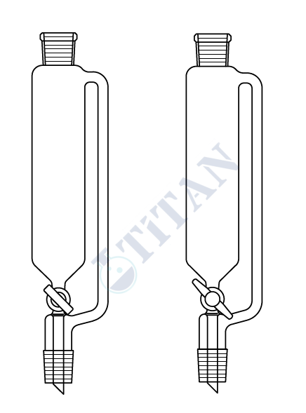 ÇALIŞKAN - LG019.04.2902 - Silindirik tip, Damlatma hunisi, Basınç denge borulu, PTFE Musluk 100 ml Hacim, NS : 29/32,   Musluk/Delik Çapı 12.5/2.5 mm