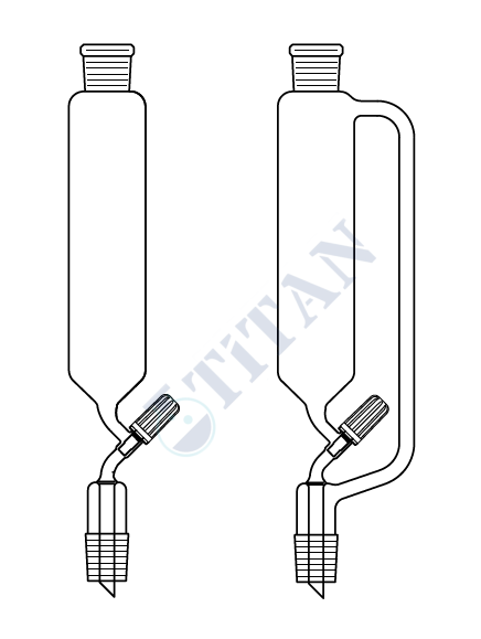 ÇALIŞKAN - LG019.06.2906 - Silindirik tip, Damlatma hunisi, Valf tipi, PTFE, Basınç Dengesiz  2000 ml Hacim, NS : 29/32