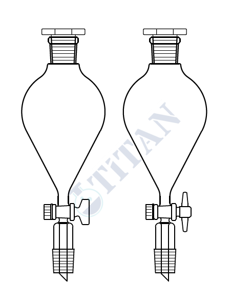 ÇALIŞKAN - LG019.07.2904 - Damlatma hunisi, Armudi tip, Cam Musluklu 500 ml Hacim, NS : 29/32