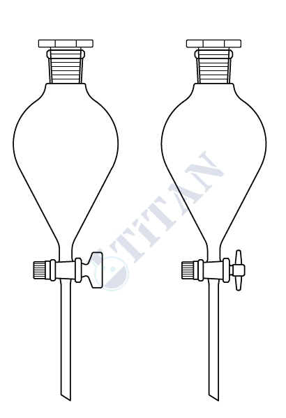 ÇALIŞKAN - LG019.10.1902  - Ayırma Hunisi,Armudi Tip, PTFE Musluk  100 ml Hacim, NS : 19/26,  Musluk/Delik Çapı 12.5/2.5 mm