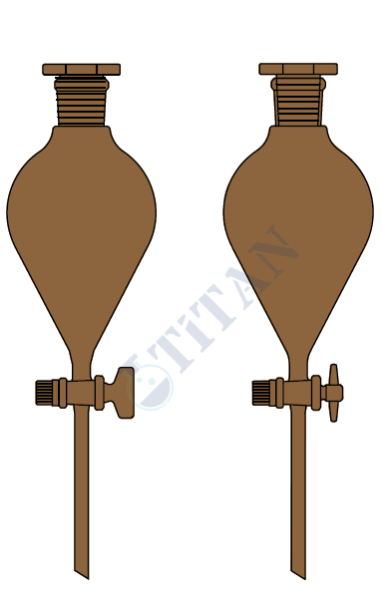 ÇALIŞKAN - LG019.12.1901  - Ayırma hunisi, Armudi tip, Amber renk, PTFE Musluk  50 ml Hacim, NS : 19/26,  Musluk/Delik Çapı 12.5/2.5 mm
